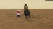 Female Rodeo Rider Falls off Horse and Faceplants into Wall