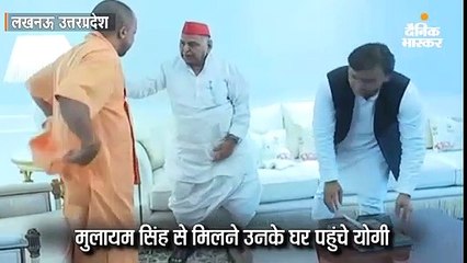 मुलायम सिंह से मिलने उनके घर पहुंचे योगी