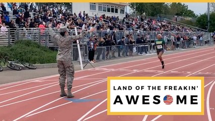 Military Reunion At Relay Race Finish Line