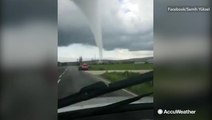 Stunning cone tornado tears across field in Turkey