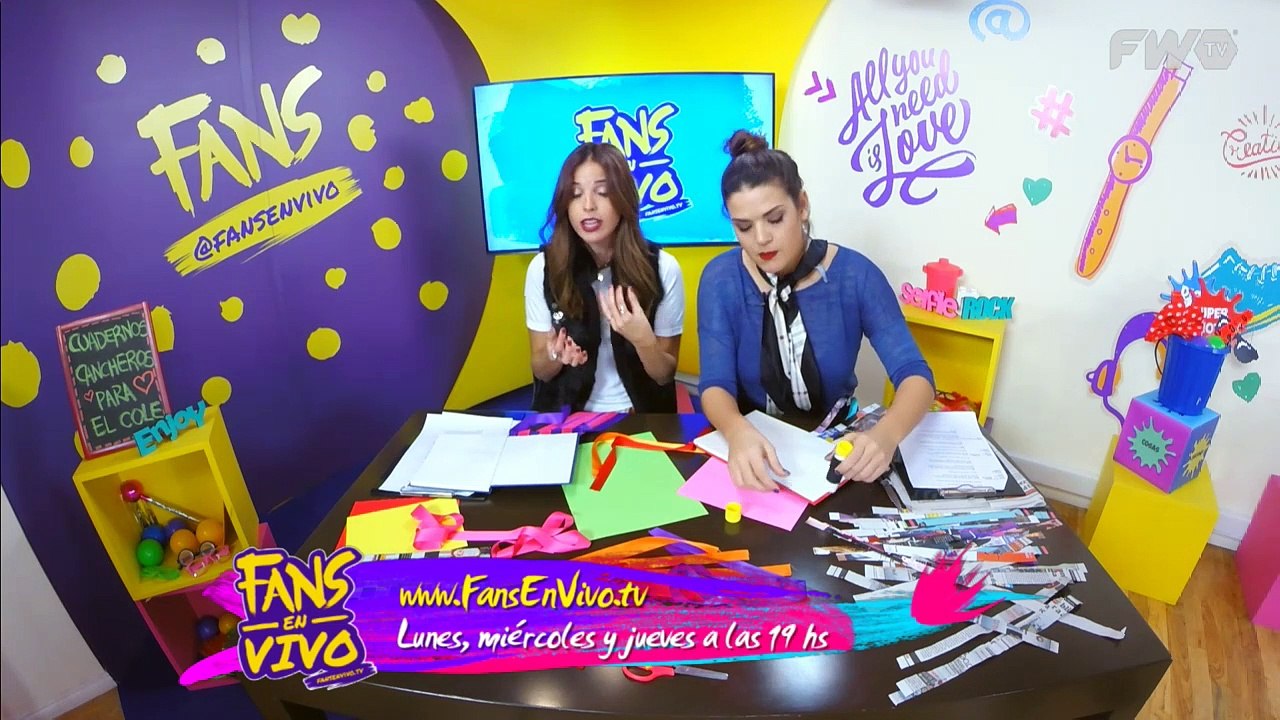 Programa #69 Agus Sierra, Mica Vázquez y Cande Molfese te enseñan cómo decorar tus cuadernos en un super TUTORIAL - Fans En Vivo 09/08/2016