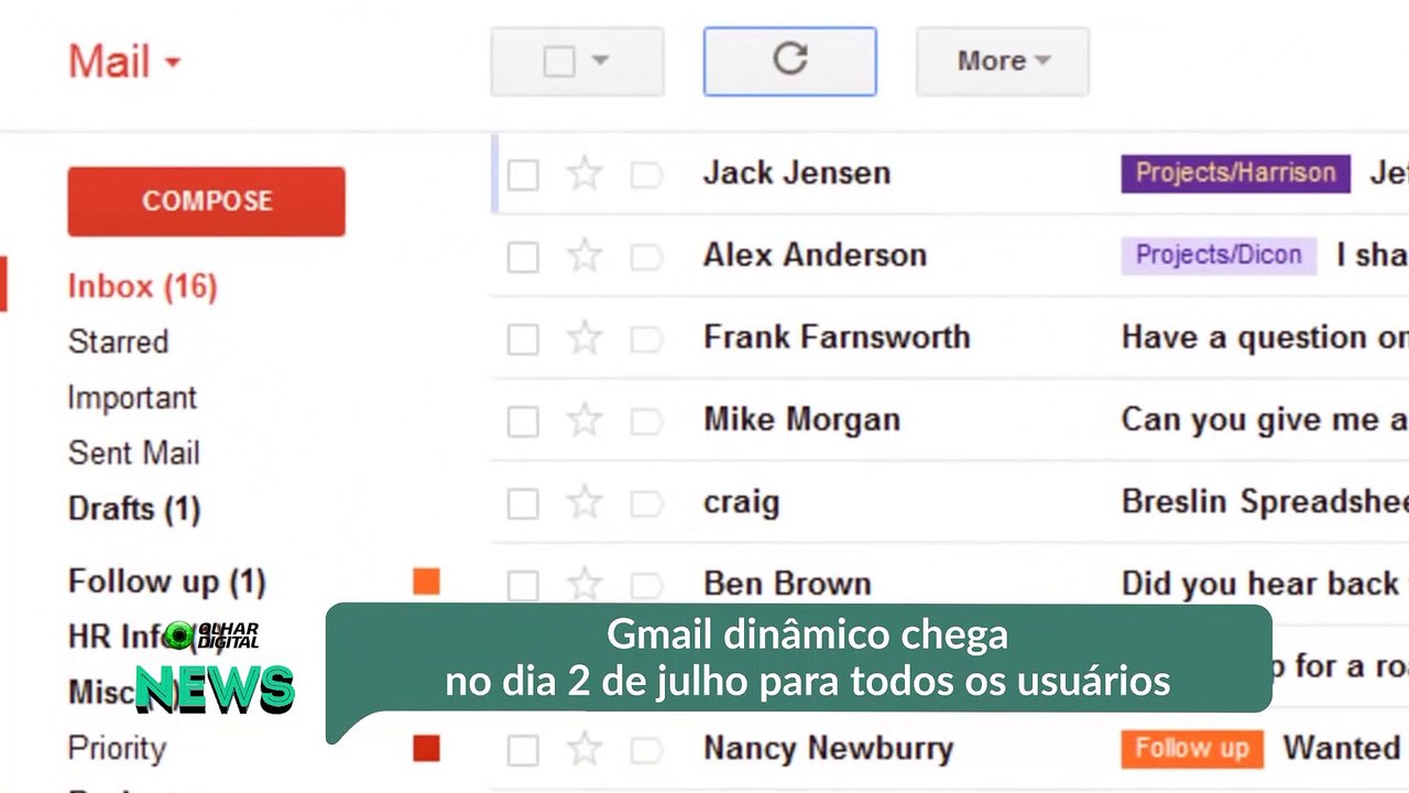 Gmail dinâmico chega no dia 2 de julho para todos os usuários