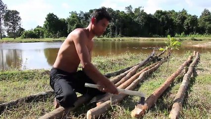 Build Floating Villa House On The Deep River (1st Step)