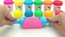 Learn Colors Hello Kitty Dough with Ocean Tools and Cookie Molds Surprise Toys Kinder Eggs