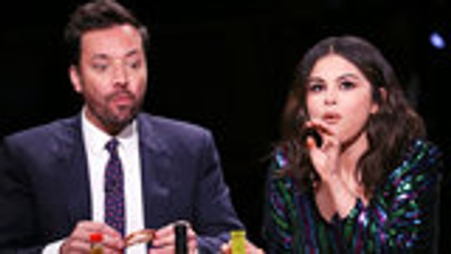Selena Gomez Takes on the 'Hot Ones' Challenge With Jimmy Fallon | Billboard News