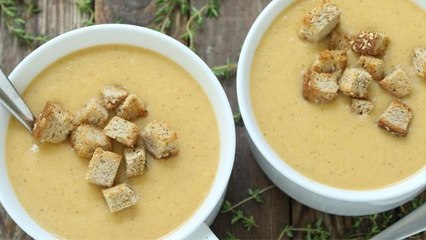 How to Make Cauliflower Soup with Smoked Gouda and Croutons
