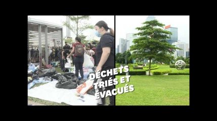 À Hong Kong, les manifestants nettoient les rues après leur passage