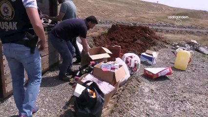 Uşak'ta ele geçirilen kaçak içki ve tütünler imha edildi