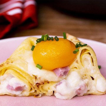 Nid de crêpes jambon fromage