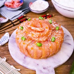 Cake géant en rose au saumon