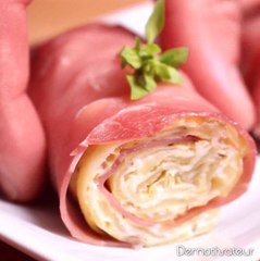 Omelette roulée au jambon 1