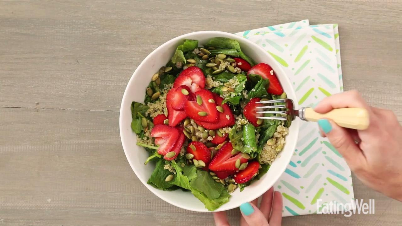 How to Make Baby Kale Breakfast Salad with Quinoa & Strawberries