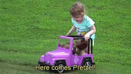 Cute Toddler Genevieve Plays with her new Toy Car at the Park!