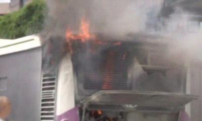 E-5'te seyir halindeki bir otobüs alev aldı