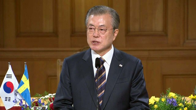 [현장영상] 문 대통령 스웨덴 의회 연설... 한반도 비핵화·평화를 위한 신뢰 / YTN