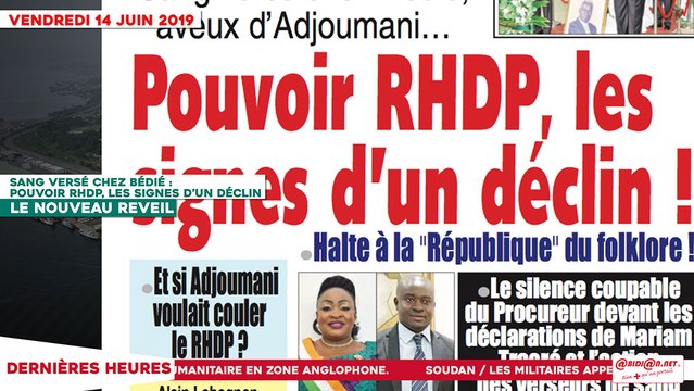 Le Titrologue du 14 Juin 2019 - Sang versé chez Bédié - Pouvoir RHDP, les signes d’un déclin