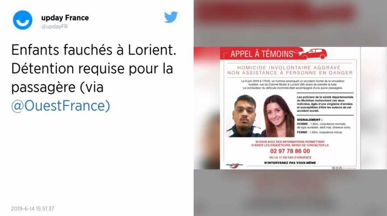 Enfants fauchés à Lorient. Détention requise pour la passagère