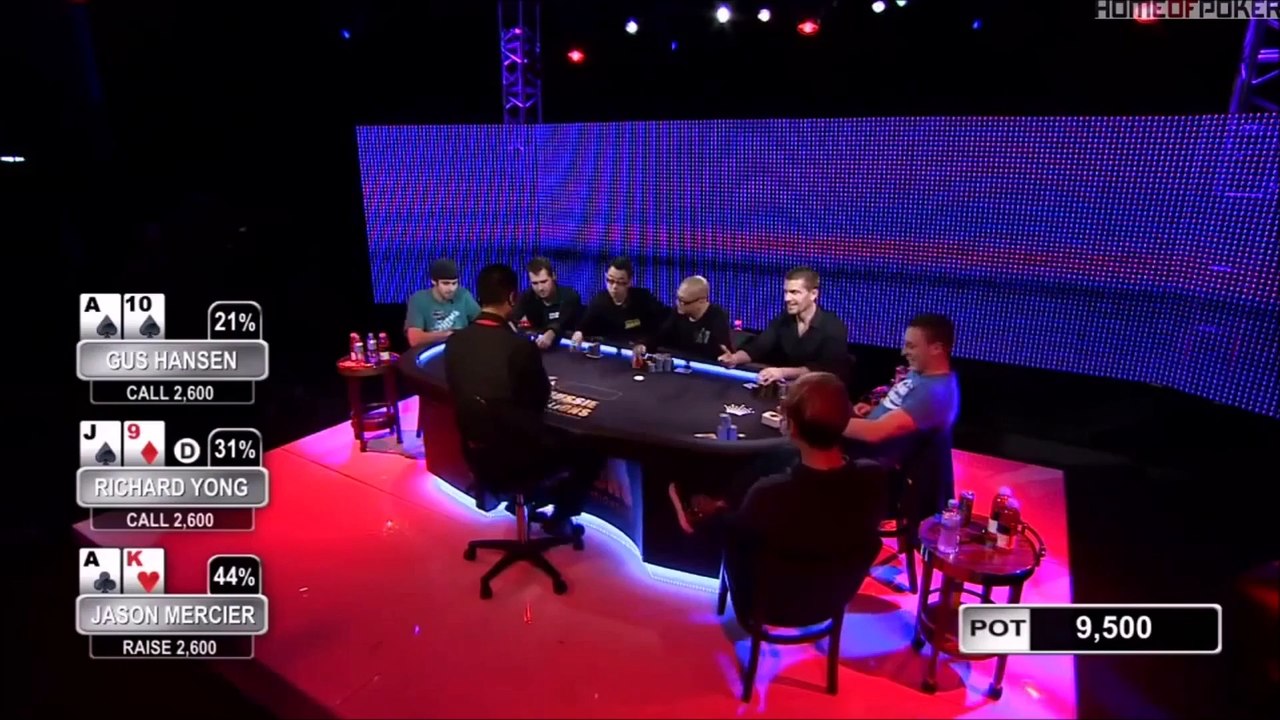 Jason Mercier puts the pressure on Gus Hansen with Ace-King