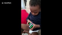 Genius three-year-old boy solves his first Rubik's Cube