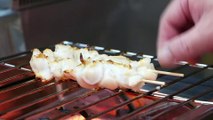 Japanese Street Food - CUTTLEFISH Ink Pasta Kebab Okinawa Japan