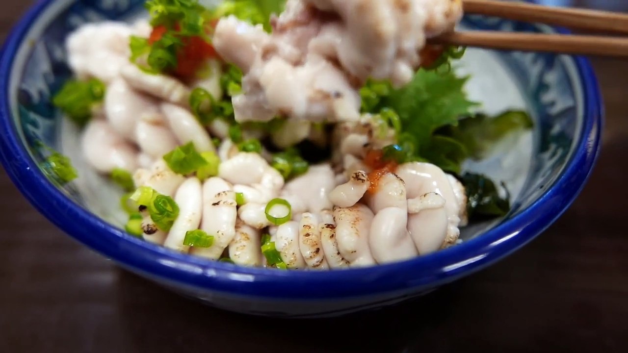 Japanese Street Food - FISH SEMEN Sashimi Okinawa Seafood Japan