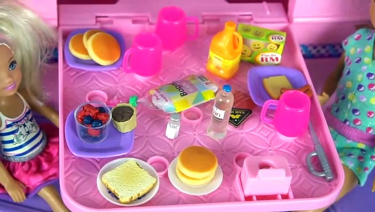 Barbie  Camper Toy with Pool Water Slide - Barbie Chelsea Stacie Skipper Outdoors RV Fun Adventure