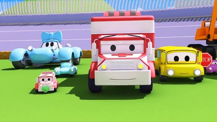 The Accident of Jerry the racing car ! Amber the Ambulance in Car City   l Cartoons for Children