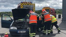 Simulation de désincarcération par les pompiers