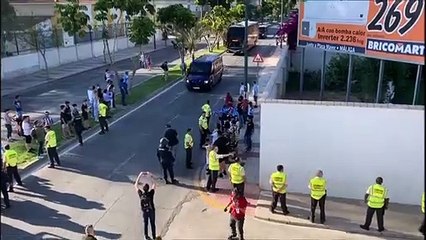 Llegada del Deportivo de la Coruña a la Rosaleda