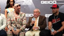'DONT DO IT' - TYSON FURY URGES BOB ARUM NOT TO COMMENT, AS ARUM MAKES MIKAELA MAYER BLUSH ON STAGE.
