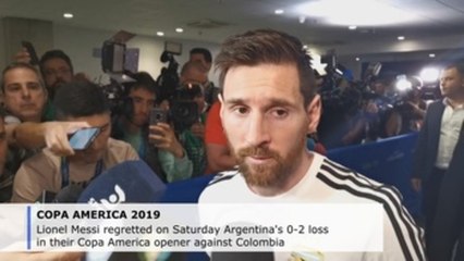 Messi regrets Argentina's 0-2 loss against Colombia in Copa America opener