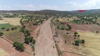 KIRIKKALE- Sulakyurt ilçesinde selin etkilediği alanların havadan görüntüsü