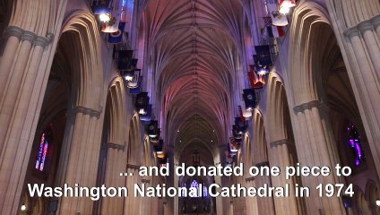 A 3.6 billion-year-old moon rock shines in Washington National Cathedral