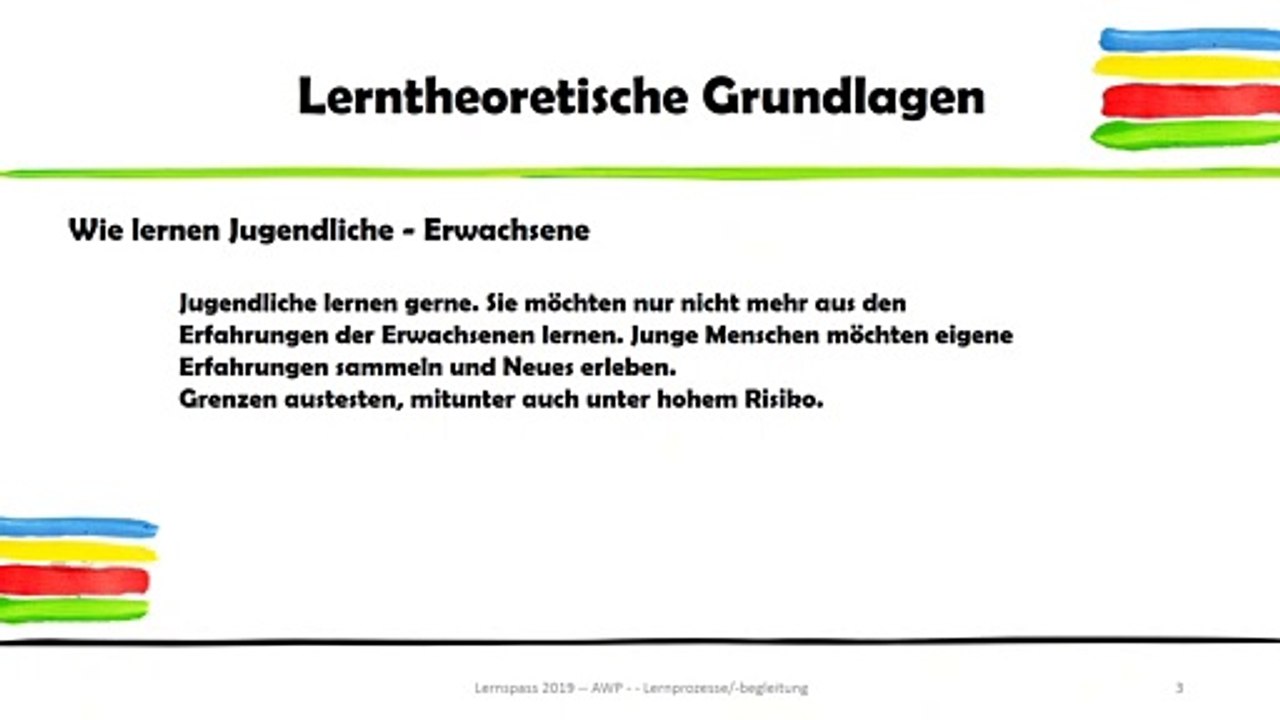 Wie lernen Jugendliche - Erwachsene