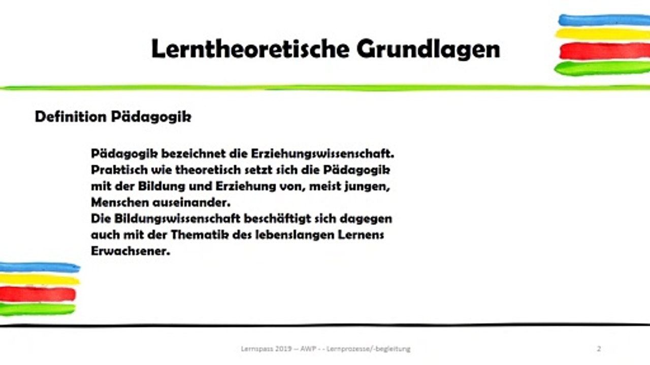 Definition Pädagogik, Didaktik, Methodik, Curriculum