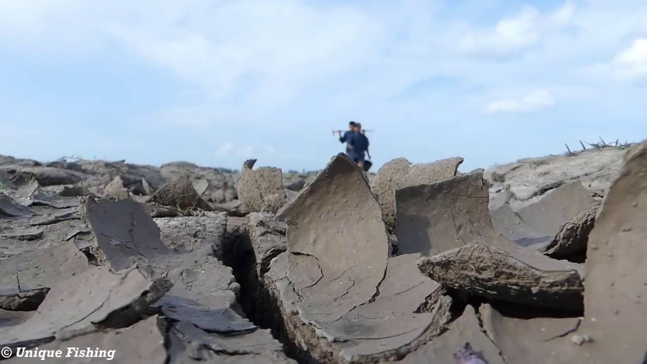 Unique Fishing - Catching Catfish in Underground Muddy Water During Dry Season - Hand Fishing