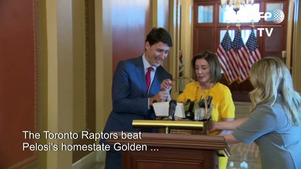 Trudeau gifts Pelosi with Raptors swag after NBA finals bet