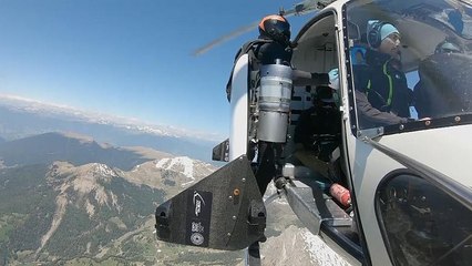 The Jetman soars over the Dolomites