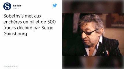 Un morceau de billet de 500 francs déchiré par Serge Gainsbourg aux enchères