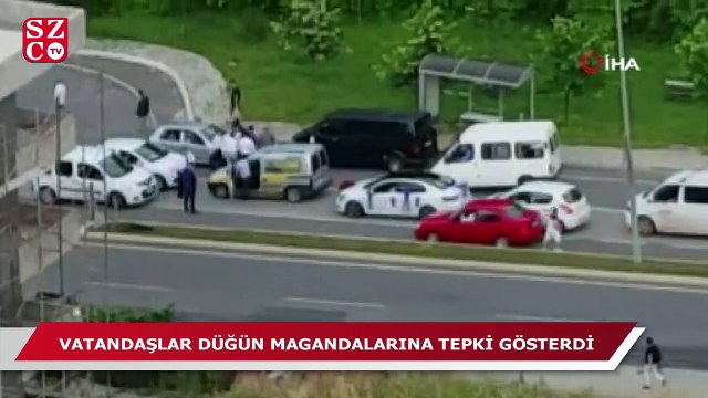 Samsun'da düğün magandaları yolu kapatıp oyun oynadılar