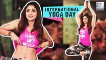 Shilpa Shetty Teaches Yoga To Media Photographers On International Day of Yoga