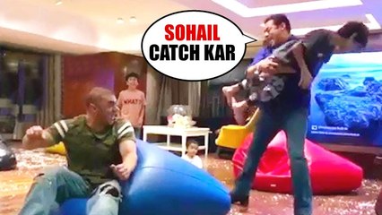Leaked Video ! Salman Khan Playing With Sohail Khan Son Yuhaan At his Birthday P
