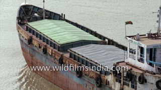 Cargo boats close up , leaving the Harbour , 4 k stock footage