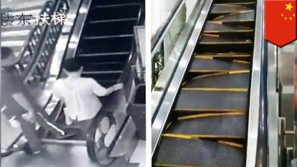 Shoppers run for their lives as Chinese escalator crumbles