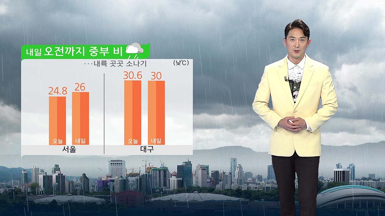 [날씨] 내일 오전까지 중부 비...내륙 곳곳 소나기 / YTN