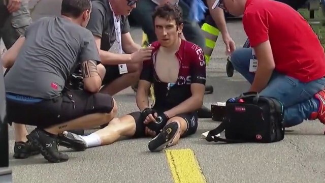 Cycling - Tour de Suisse - Geraint Thomas Crash, Elia Viviani wins Stage 4, Sagan in yellow