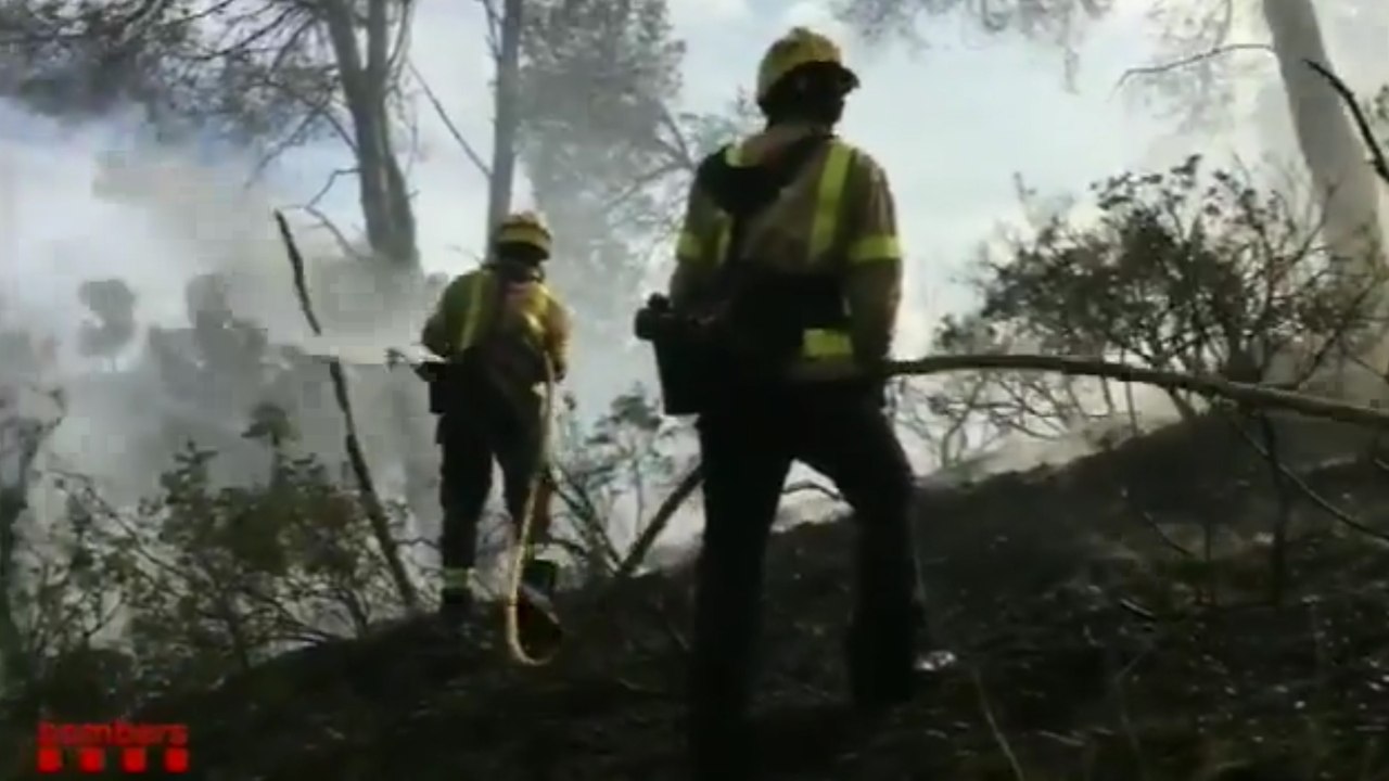 Bomberos trabajan en la extinción del incendio del Perelló