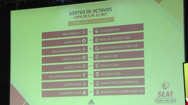 Levante-Barça, Real Madrid-Leganés y Girona-Atlético, emparejamientos de octavos