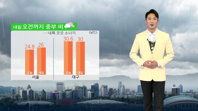 [날씨] 내일 오전까지 중부 비...내륙 곳곳 소나기 / YTN