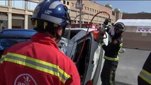 El Consorcio de Bomberos realiza un simulacro de excarcelación en Barcelona